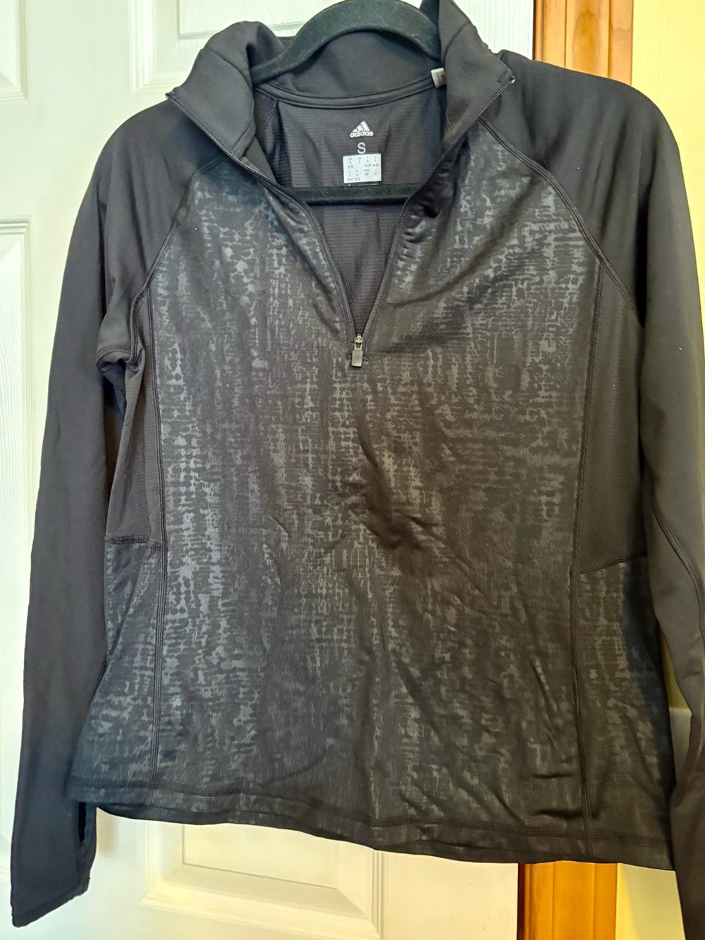 adidas Women’s Black Half-Zip Swim Coverup with Subtle Texture